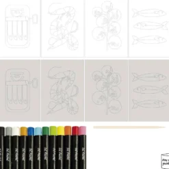 Mini DIY Kit Oljepastell, Fisk och skaldjur, grå, vit, 1 förp.
