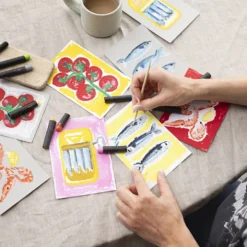 Mini DIY Kit Oljepastell, Fisk och skaldjur, grå, vit, 1 förp.