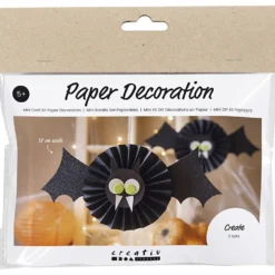 Mini DIY Kit Pappersdekoration, Fladdermöss, svart, vit, 1 förp.