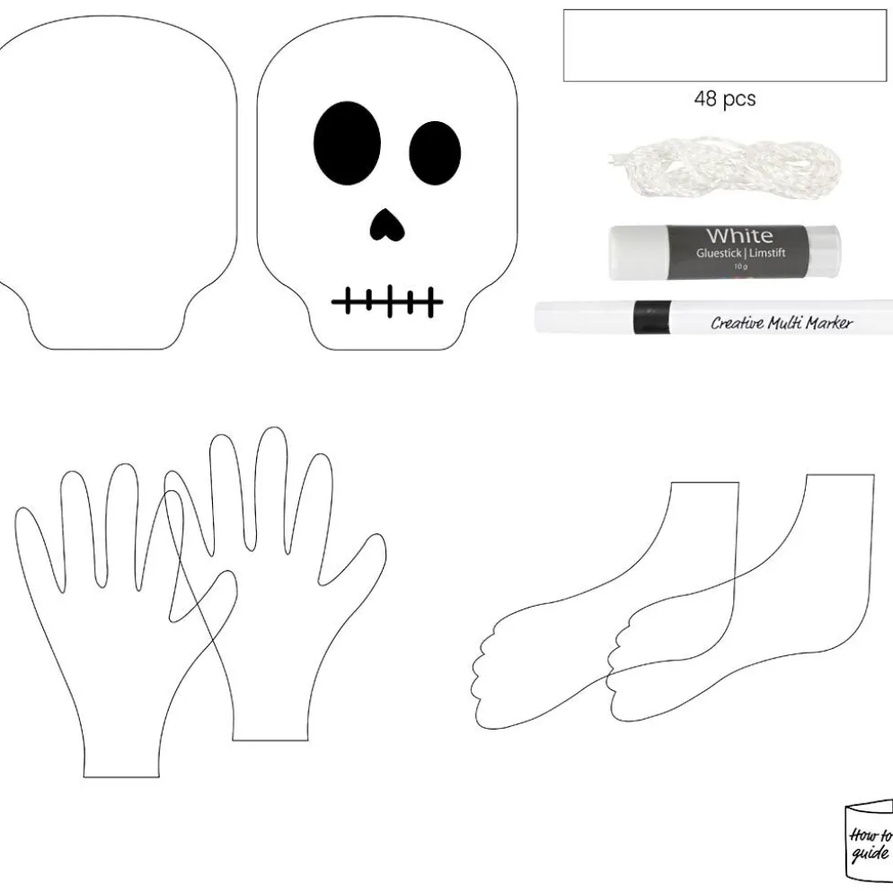 Mini DIY Kit Pappersdekoration, Skelett, svart/vit, 1 förp.