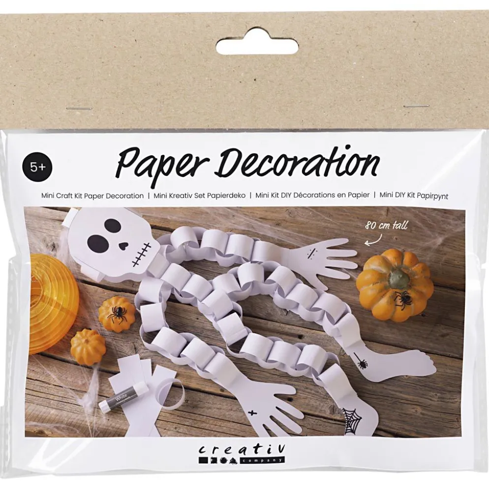 Mini DIY Kit Pappersdekoration, Skelett, svart/vit, 1 förp.