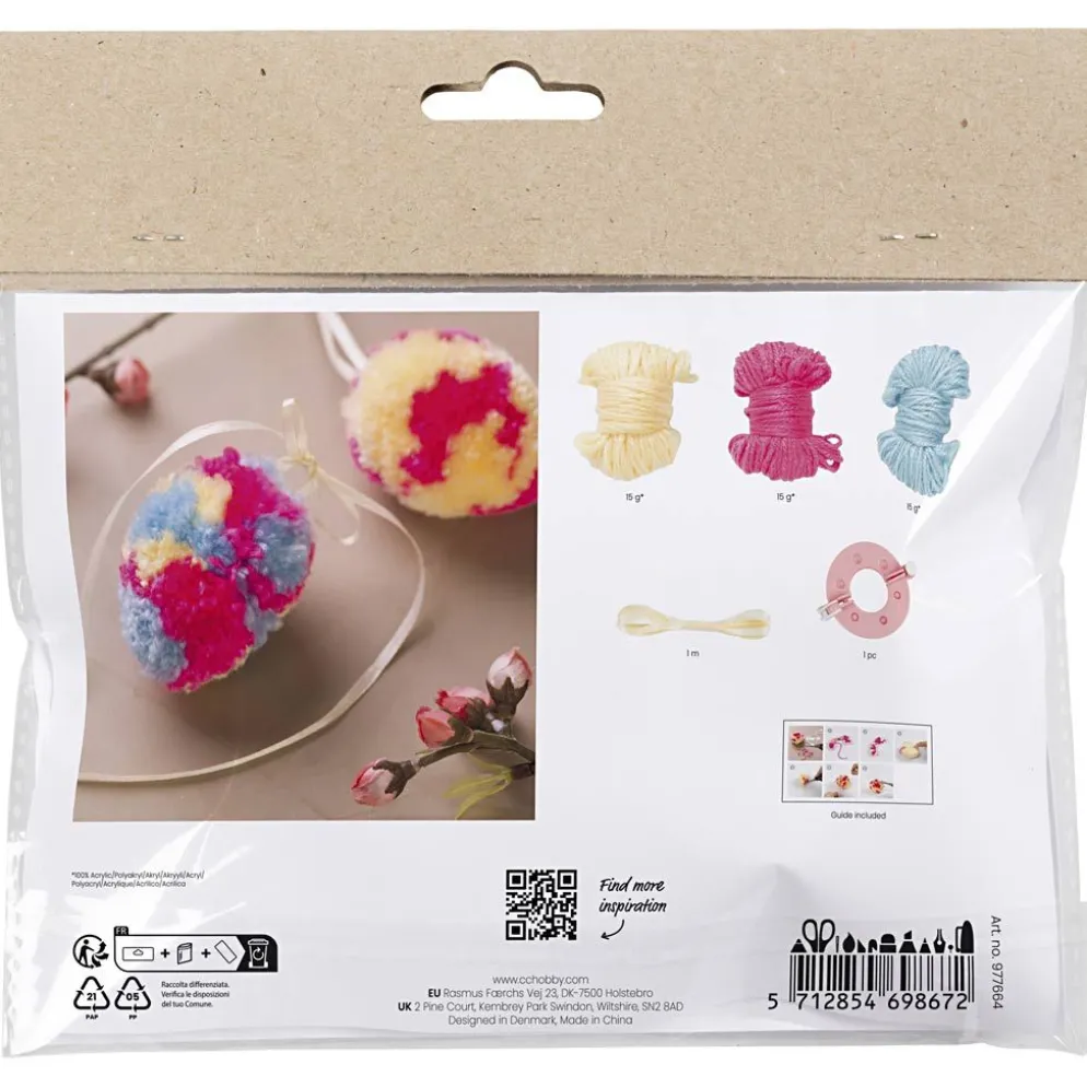 Mini DIY Kit Pompom, Ägg, colorful, 1 förp.
