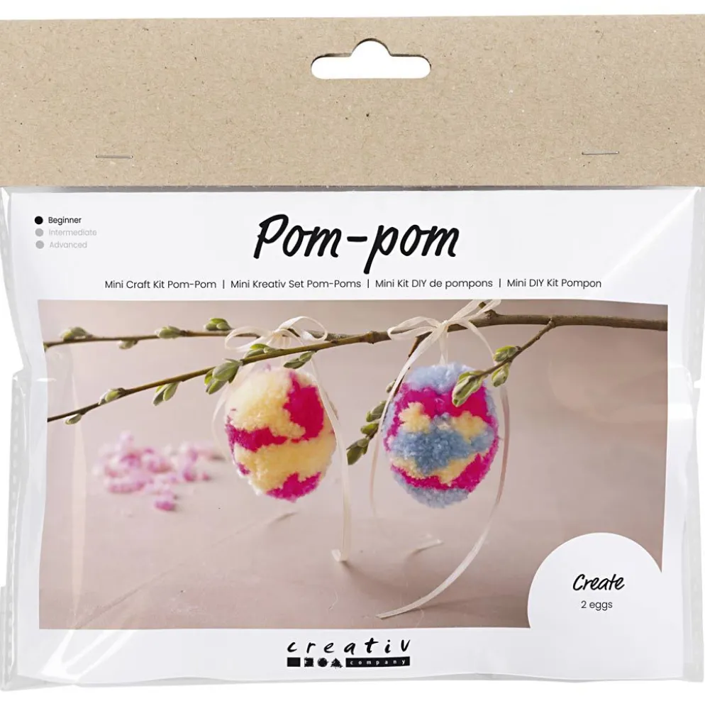 Mini DIY Kit Pompom, Ägg, colorful, 1 förp.