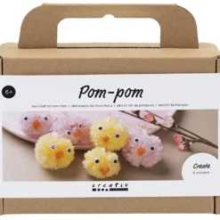 Mini DIY Kit Pompom, Kycklingar, mixade färger, 1 förp.
