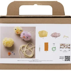 Mini DIY Kit Pompom, Kycklingar, mixade färger, 1 förp.