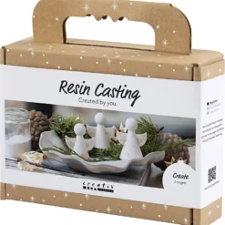Mini DIY Kit Resingjutning, Änglar, guld metall, vit, 1 förp.