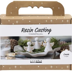 Mini DIY Kit Resingjutning, Änglar, guld metall, vit, 1 förp.