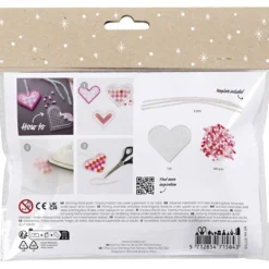Mini DIY Kit Rörpärlor, Julhjärtan, rosa, ljusrosa, primärröd, vit, 1 förp.