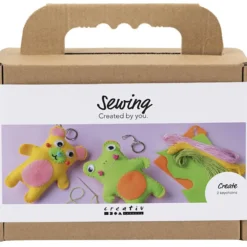 Mini DIY Kit Sömnad, Groda och nalle, mixade färger, 1 förp.