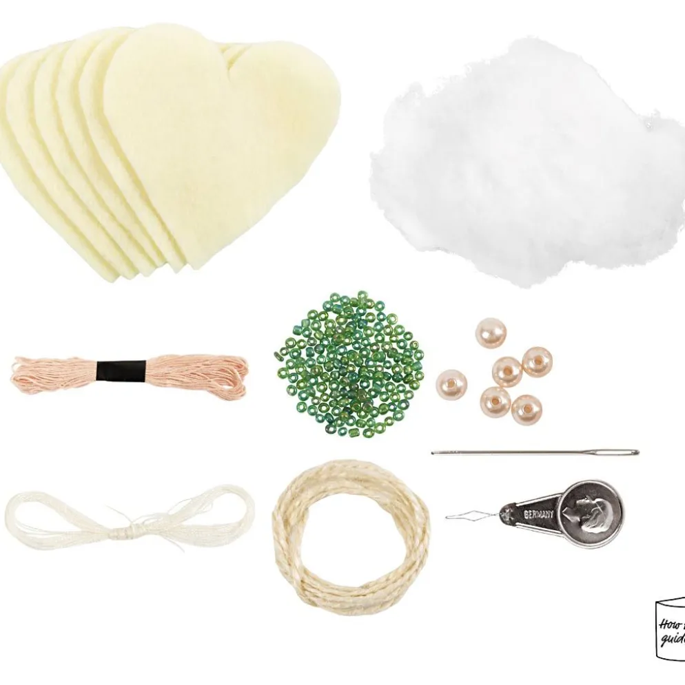 Mini DIY Kit Sömnad, Hjärtan, off white, 1 förp.