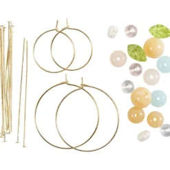 Mini DIY Kit Smycken, Creoler med pärlor, 1 förp.