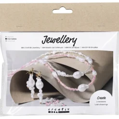 Mini DIY Kit Smycken, Halsband och örhängen, vit, 1 förp.