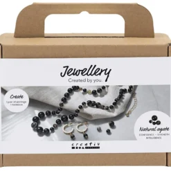 Mini DIY Kit Smycken, Halsband och örhängen, svart, vit, 1 förp.