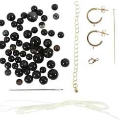 Mini DIY Kit Smycken, Halsband och örhängen, svart, vit, 1 förp.