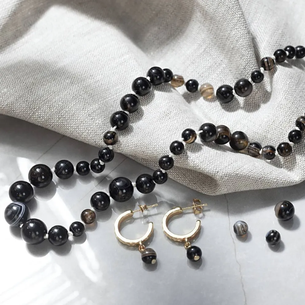 Mini DIY Kit Smycken, Halsband och örhängen, svart, vit, 1 förp.