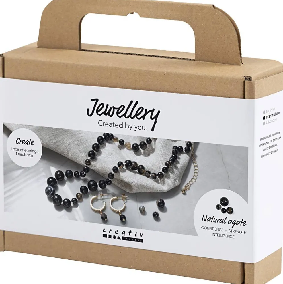 Mini DIY Kit Smycken, Halsband och örhängen, svart, vit, 1 förp.