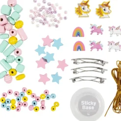 Mini DIY Kit Smycken, Halsband, armband, örhängen, ljusblå, ljusröd, gul, 1 förp.