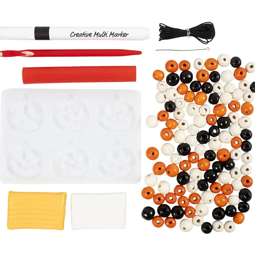 Mini DIY Kit Smycken, Halsband och armband, halloweenfärger, 1 förp.