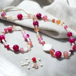 Mini DIY Kit Smycken, Halsband och armband, rosa, 1 förp.