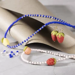 Mini DIY Kit smycken, Halsband och örhängen, kungsblå, 1 förp.