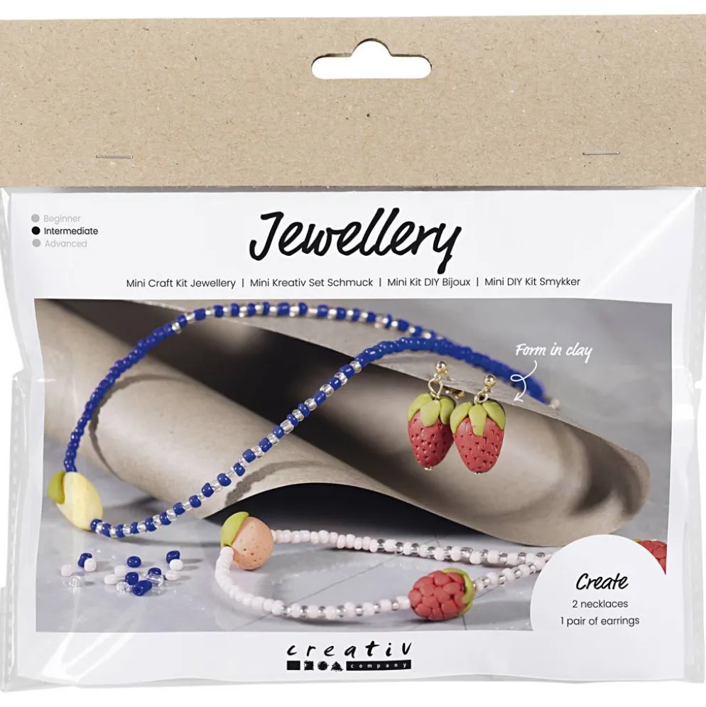 Mini DIY Kit smycken, Halsband och örhängen, kungsblå, 1 förp.