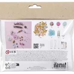 Mini DIY Kit Smycken, Halsband, armband, stift, brosch, blå, ljusblå, pastellrosa, 1 förp.