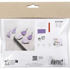 Mini DIY Kit Smycken, Marmorerade örhängen, ljuslila, 1 förp.