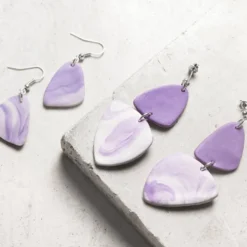 Mini DIY Kit Smycken, Marmorerade örhängen, ljuslila, 1 förp.
