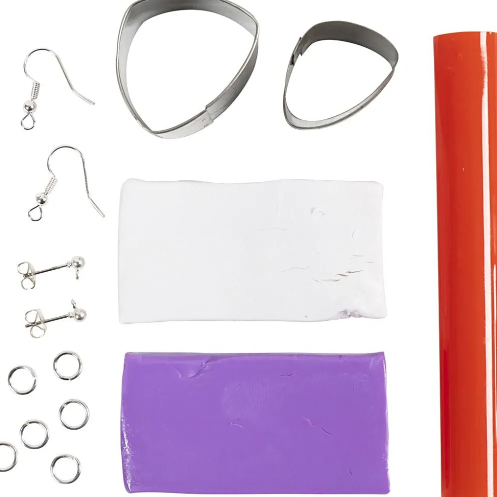 Mini DIY Kit Smycken, Marmorerade örhängen, ljuslila, 1 förp.