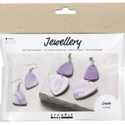 Mini DIY Kit Smycken, Marmorerade örhängen, ljuslila, 1 förp.