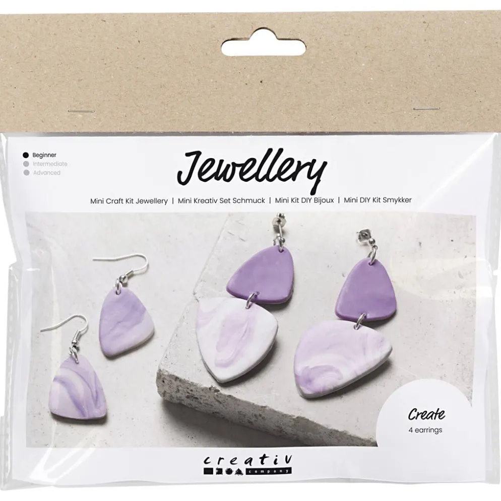 Mini DIY Kit Smycken, Marmorerade örhängen, ljuslila, 1 förp.