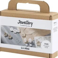 Mini DIY Kit Smycken, Örhängen, armband och halsband i blommotiv, beige, ivory, beige, 1 förp.