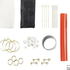 Mini DIY Kit Smycken, Örhängen, svart, vit, 1 förp.