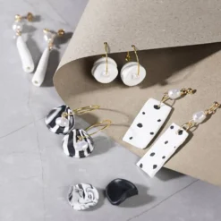 Mini DIY Kit Smycken, Örhängen, svart, vit, 1 förp.