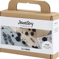 Mini DIY Kit Smycken, Rosor, svart, svart/vit, vit, 1 förp.