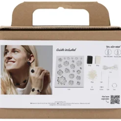 Mini DIY Kit Smycken, Rosor, svart, svart/vit, vit, 1 förp.