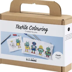 Mini DIY Kit Textildekoration, Robot, primärfärger, 1 förp.