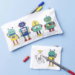 Mini DIY Kit Textildekoration, Robot, primärfärger, 1 förp.