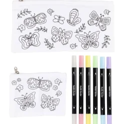 Mini DIY Kit Textildekoration, Fjärilar, pastellfärger, 1 förp.