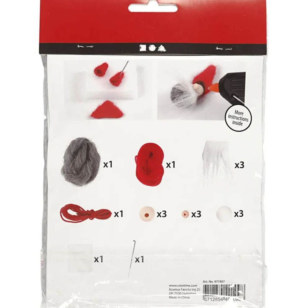 Mini DIY Kit, tomtenissar på snöre, H: 6 cm, 1 förp.
