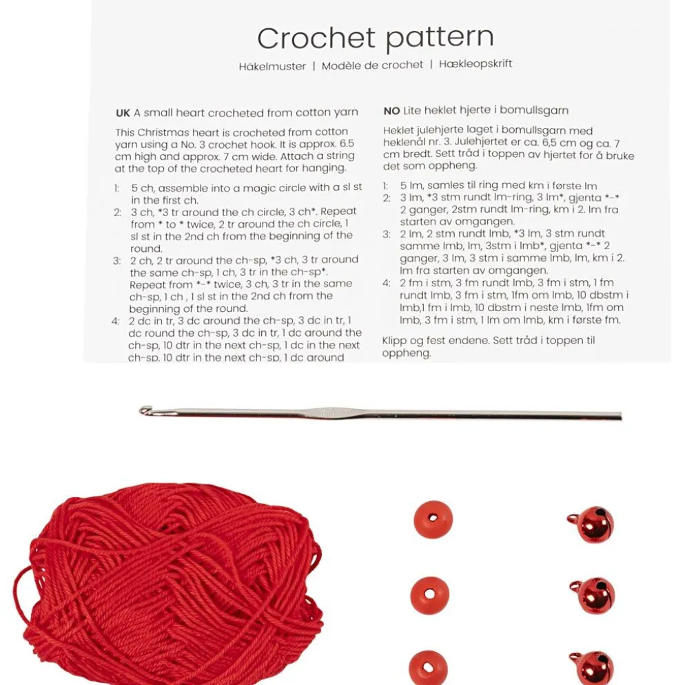 Mini DIY Kit Virkning, Hjärtan, 1 förp.