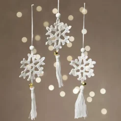 Mini DIY Kit Virkning, Snöflingor, vit, 1 förp.