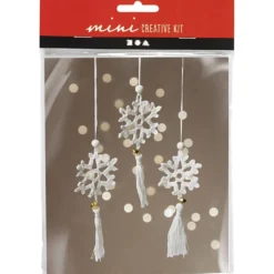 Mini DIY Kit Virkning, Snöflingor, vit, 1 förp.