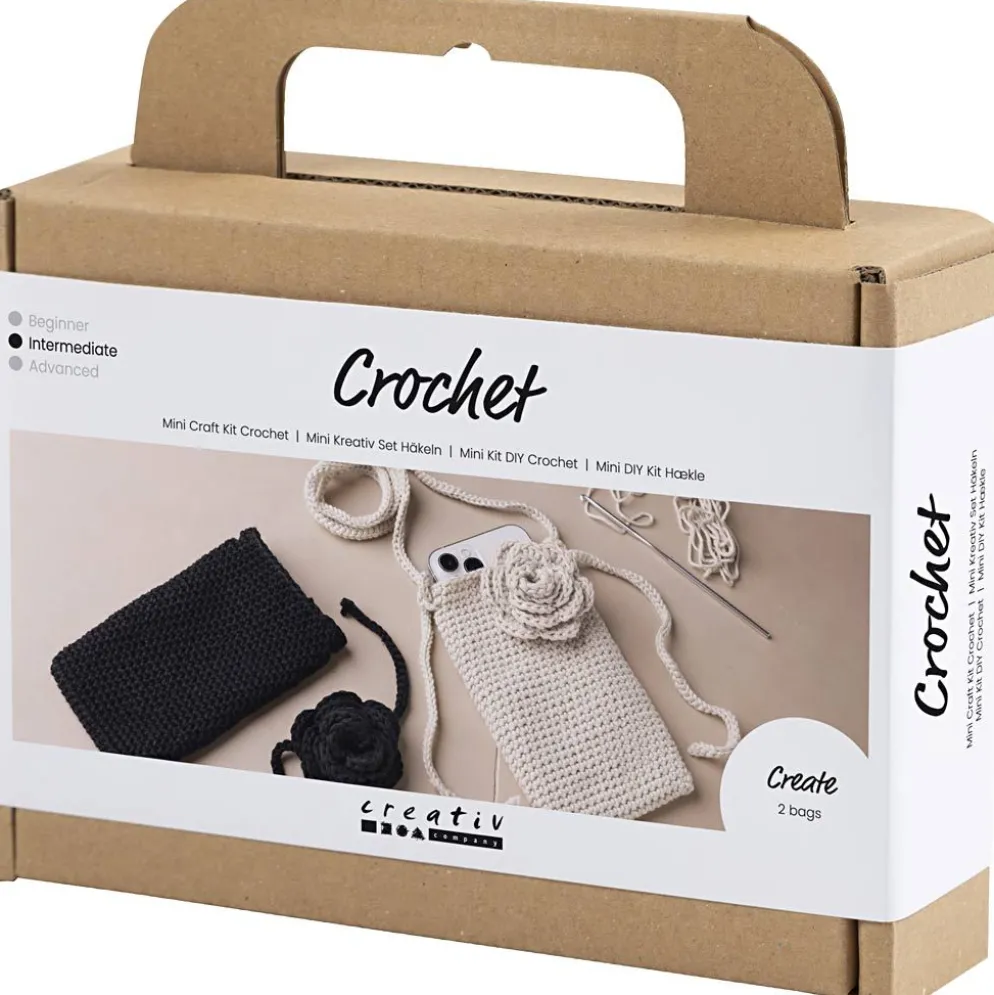 Mini DIY Kit Virkning, Väska med ros, 1 förp.