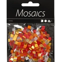 Minimosaik, stl. 5x5 mm, tjocklek 2 mm, röd/orange harmoni, 25 g/ 1 förp.