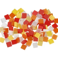 Minimosaik, stl. 5x5 mm, tjocklek 2 mm, röd/orange harmoni, 25 g/ 1 förp.