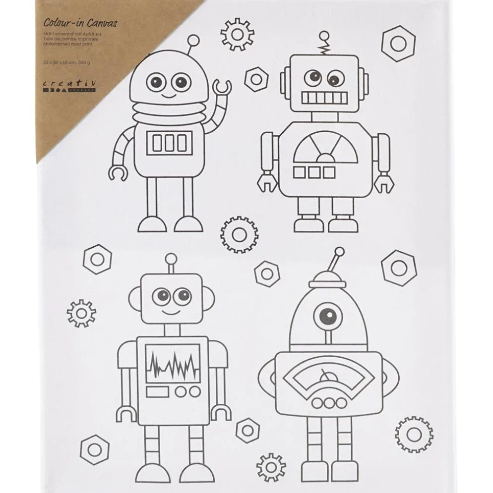 Målardukar med tryck, Robotar , D: 1,6 cm, stl. 24x30 cm, 360 g, 1 st.