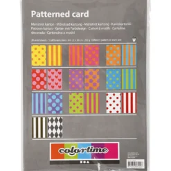 Mönstrad kartong, A4, ark 210x297 mm, 250 g, mixade färger, 20 mix. ark/ 1 förp.