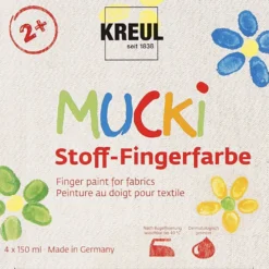 Muck Fingerfärg, blå, grön, röd, gul, 4x150 ml/ 1 förp.