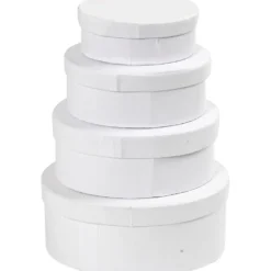 Ovala Pappaskar, L: 10+12+14+16 cm, stl. 10x4 + 12x5 + 14x6 + 16x7 cm, vit, 4 st./ 1 set